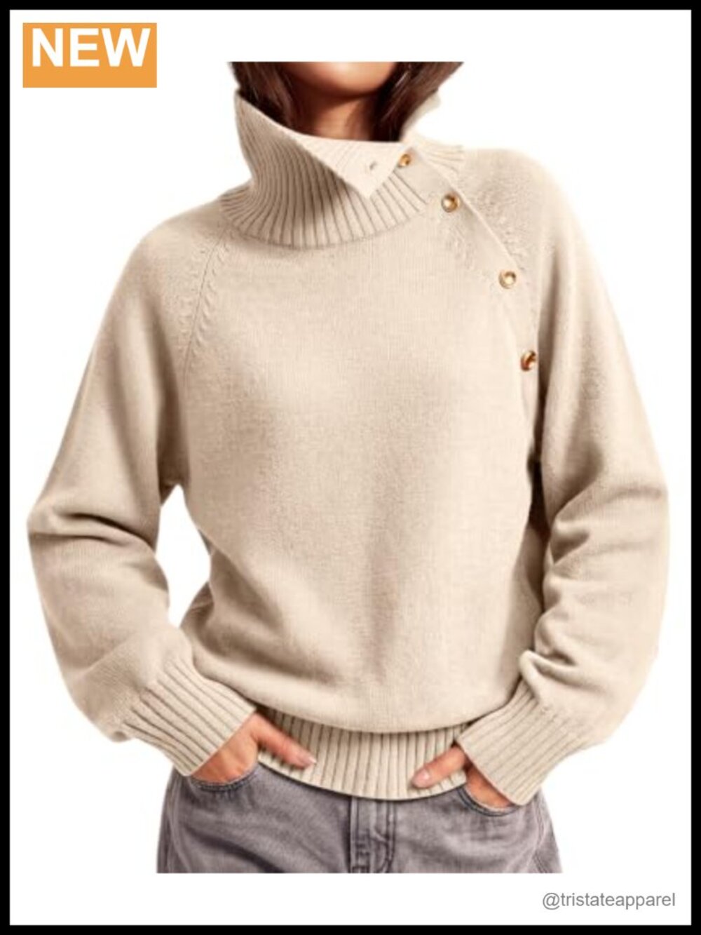 Women's Oversized Knit Pullover Sweater Mock Turtleneck
